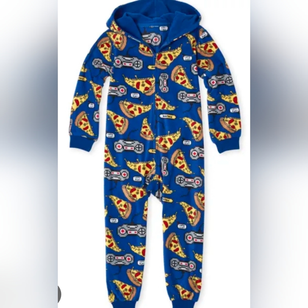 The Children's Place Blue Gamer Pizza Onezie